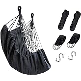 KPX Ourdoor Hanging Hammock Chair – Comfortable Tree Swing Chair Large Size 110X130cm(Without Pillows) - 330 Lbs Weight Capacity (Dark Gray)