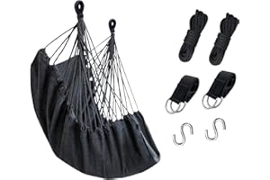 KPX Ourdoor Hanging Hammock Chair – Comfortable Tree Swing Chair Large Size 110X130cm（Without Pillows） - 330 Lbs Weight Capacity (Dark Gray)