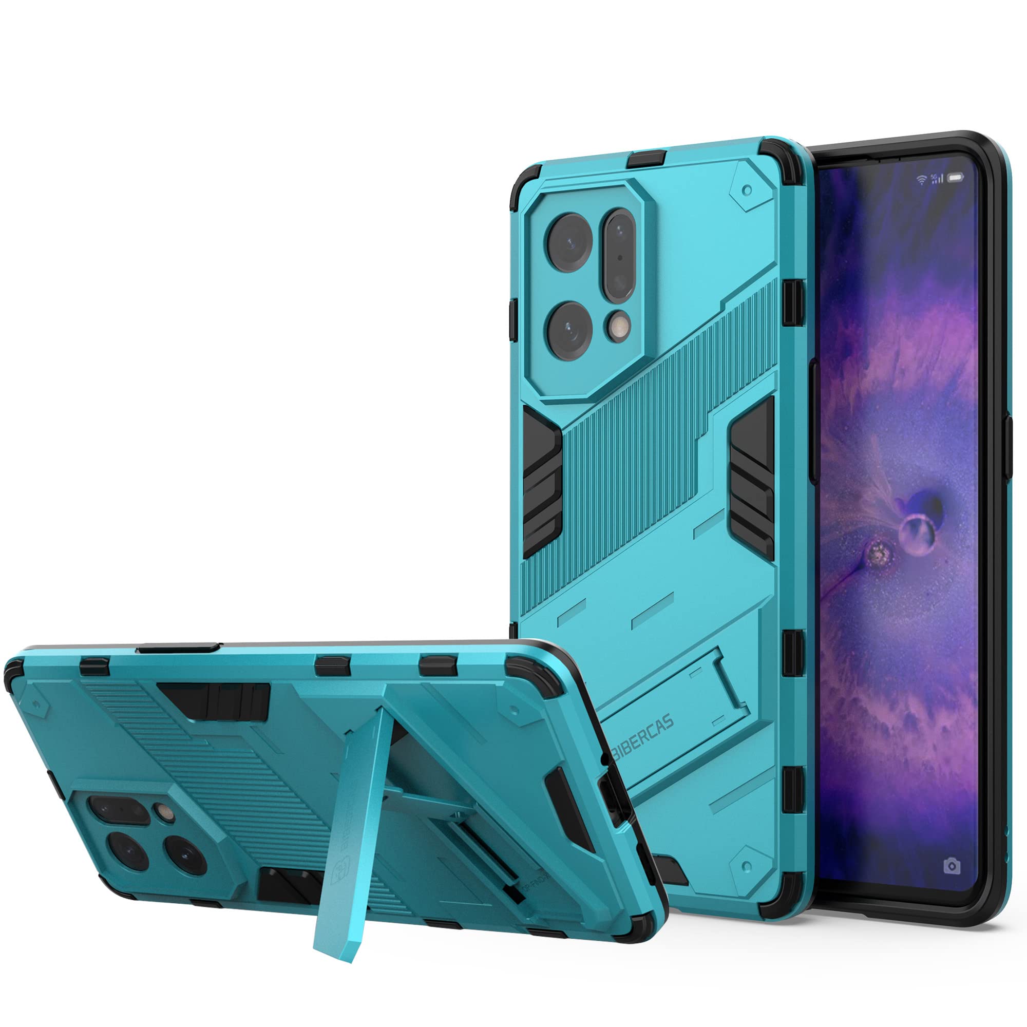 ESTH® Case for Oppo Find X5 with Expanding Stand and Shockproof TPU Bumper, [Military Grade Anti-Fall Protection], Cover Compatible with Magnetic Car Mount, Blue