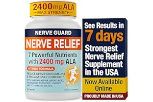 SCIATURNA Nerve Relief Neuropathy Sciatica Support Supplement with 2400 mg Alpha Lipoic Acid, Reduce Nerve Discomfort in Feet Hands Toes – 2400mg ALA, Vitamins B12 B6 & B1-60 Capsules