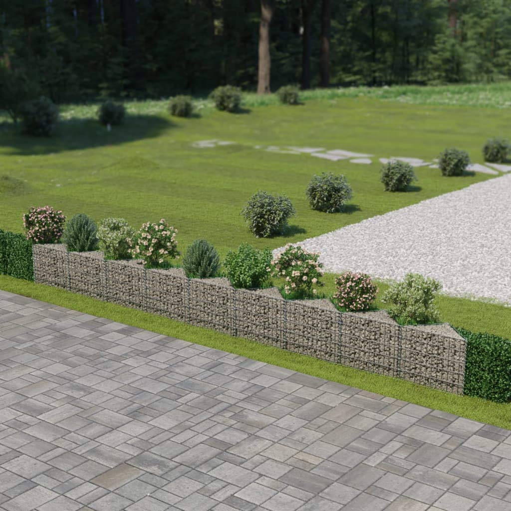 Festnight Outdoor Garden Gabion Wall Planter Stone Basket Raised Bed Galvanized Steel 248 X11 8 X19 7 Amazon In Garden Outdoors