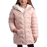 DKNY Girls Puffer Jacket - Full Sherpa Lined Glacier Shield Mid Length Quilted Puffer Jacket Kids Insulated Winter Coat