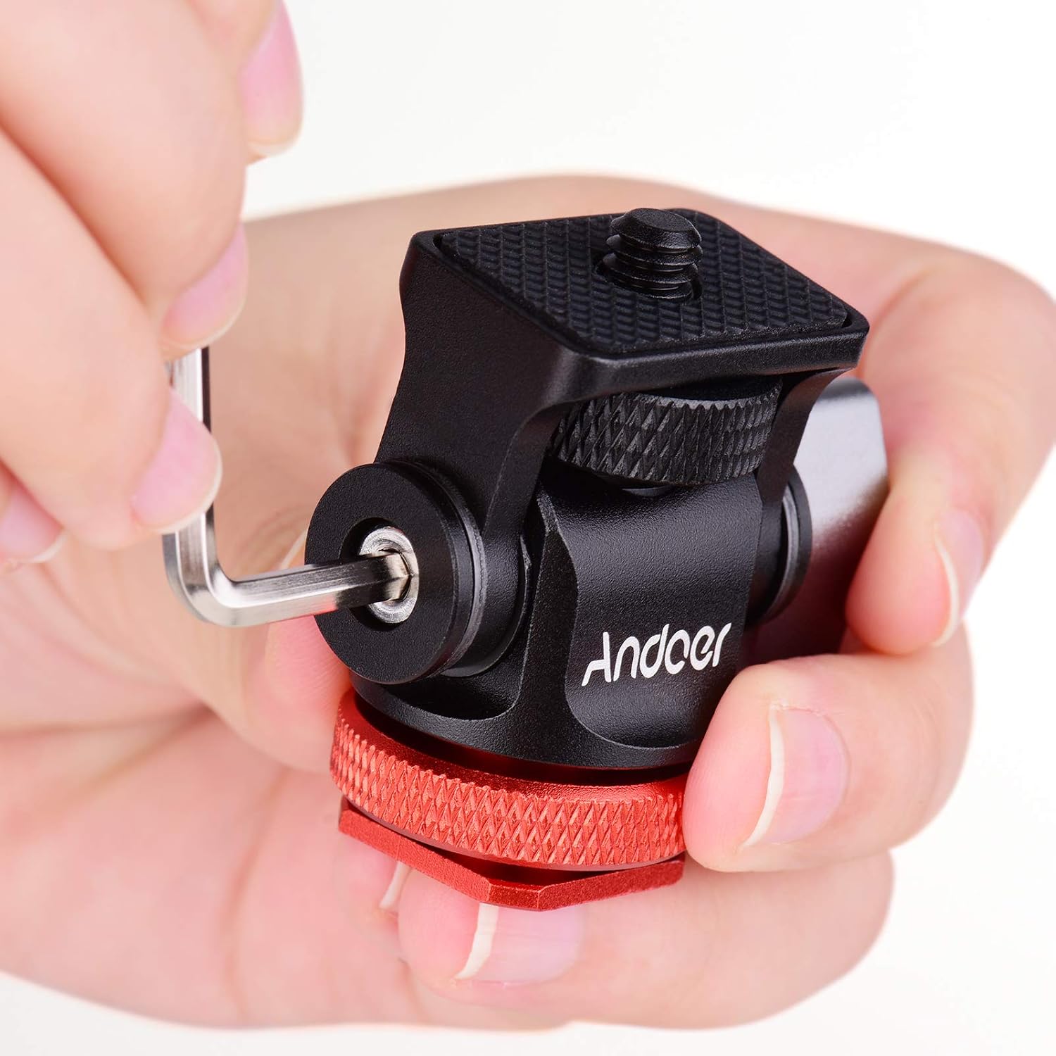 Mini Ball Head, Andoer Camera Monitor Mount Mini Ball Head with Cold Shoe Adapter for LED Video Light Monitor - Image 4