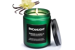 ENCANLIGHT Vanilla Candles for Home Scented, Green Aromatherapy Candles, Natural Soy Jar Candles - 13.6oz 45 Hours Burn, Men and Women Gifts for Home Decor, Yoga Relaxing SPA, Stress Relief