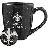 Rico Industries NFL Football #1 Dad 16 oz Team Color Laser Engraved Ceramic Coffee Mug
