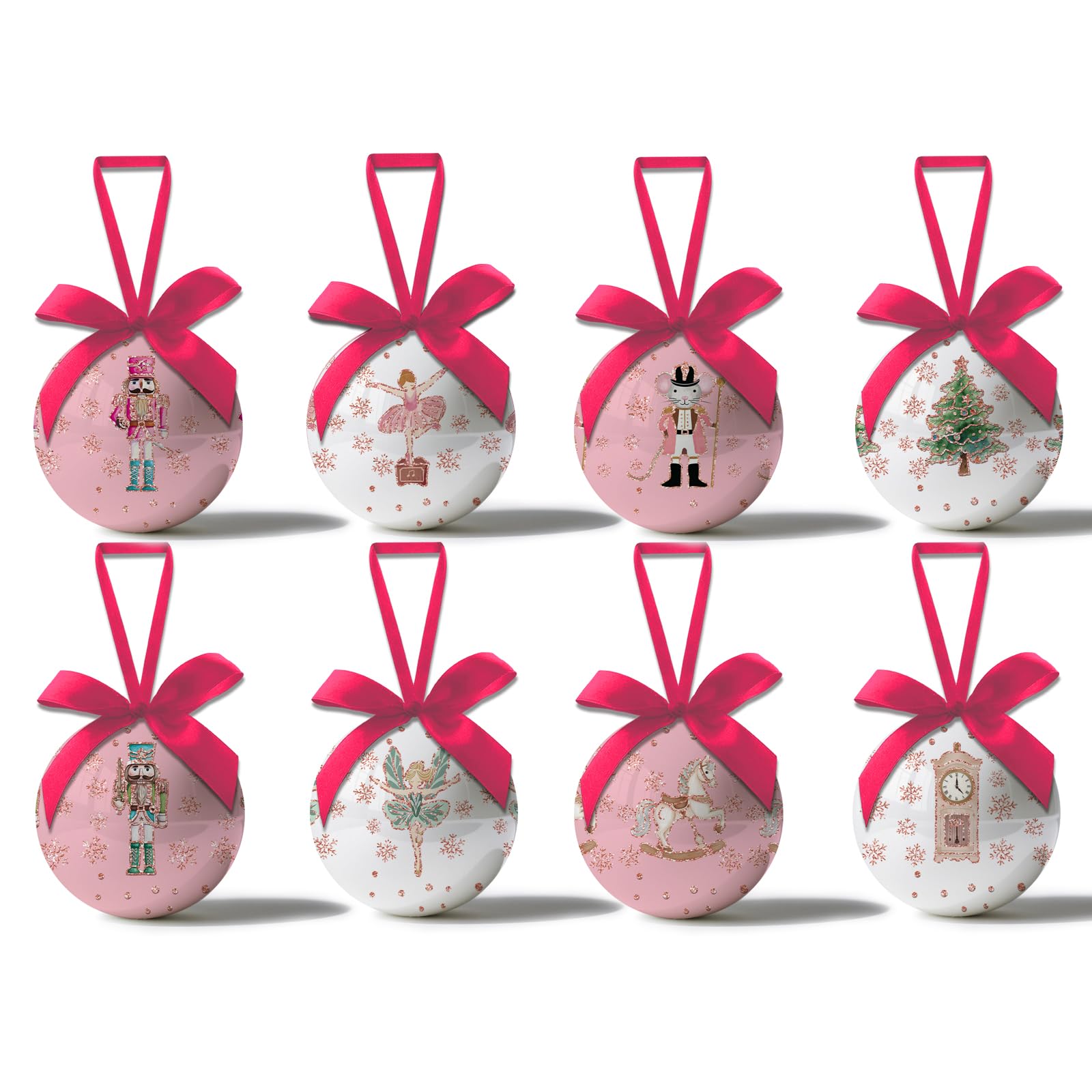 Photo 1 of Nutcracker Christmas Decor - Nutcracker Ornaments Hanging Balls Pink and White Christmas Tree Decorations, Cute Decorations Ball 2.36 Inch for Xmas Tree Party Home Holiday?Xmas Gifts Set of 16Pcs