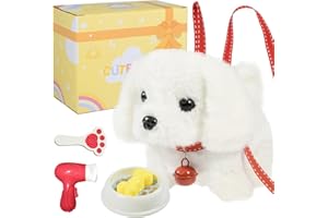 lonfypeng Plush Toys Walking Dog Toys That Can Walk, Bark and Wag Tail,Interactive Electronic Pet Toys Puppy with Leash,Easter Christmas Birthday Gift for Toddlers Kids
