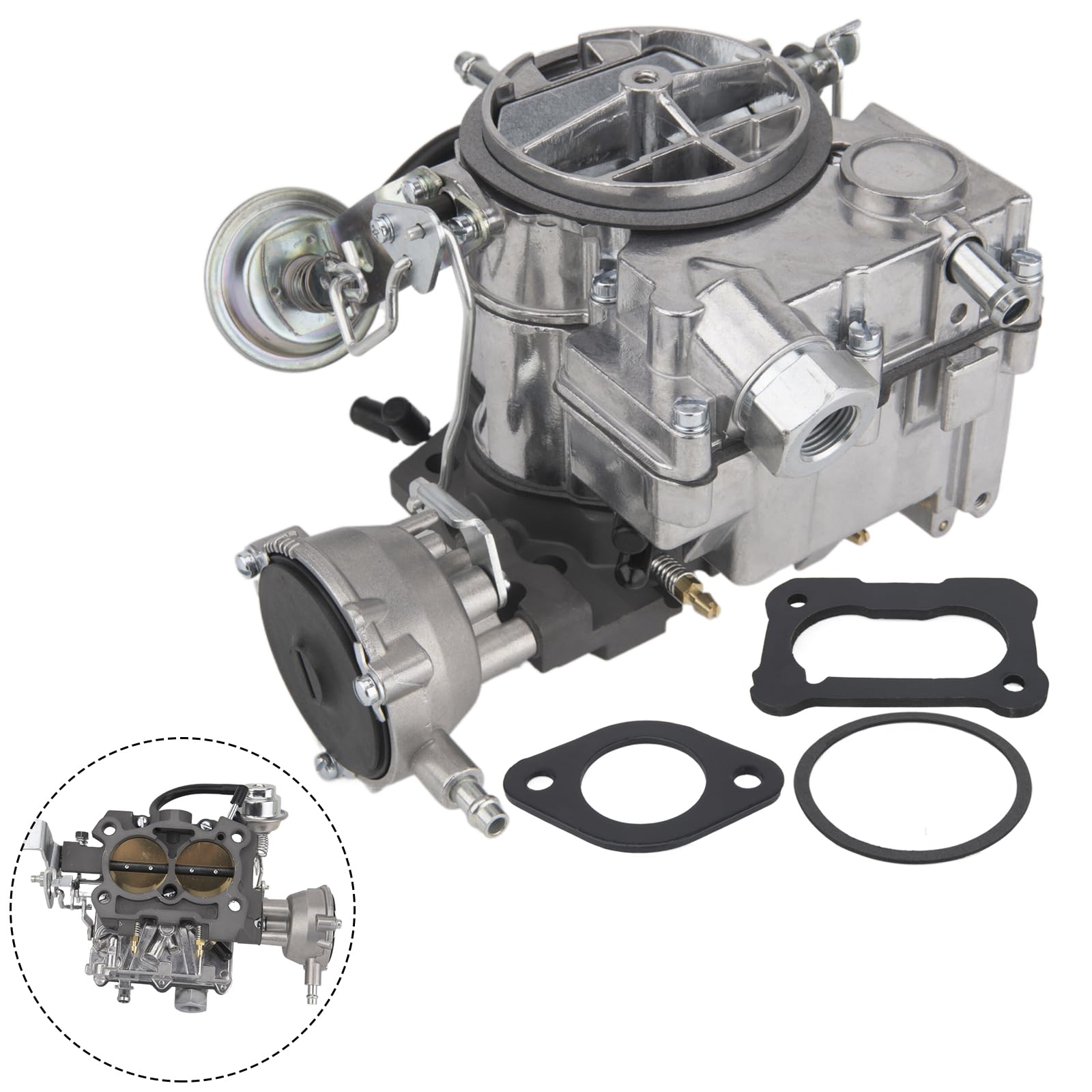Photo 1 of 2 Barrel Carburetor for Rochester 2GC Chevy 350/5.7L 1970-1980, 400/6.6L 1970-1975 2BBL Carb 2 Barrel Carburetor for Chevy 350 with Gaskets,Large Base