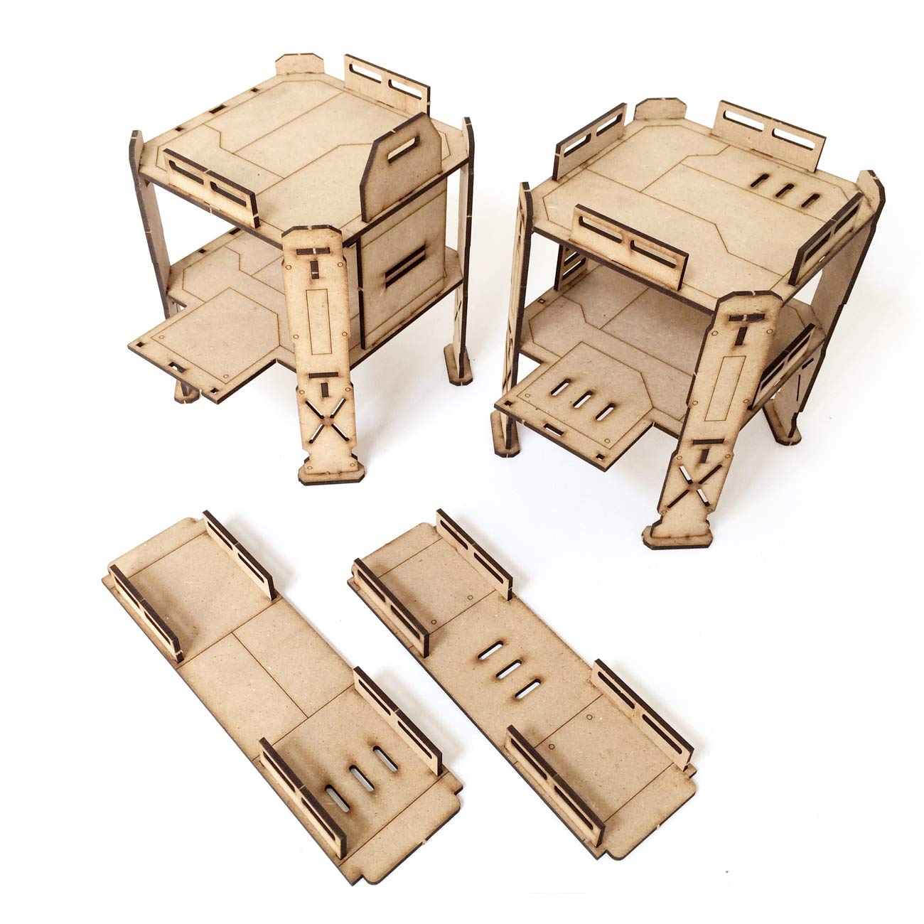 PWORK WARGAMES Combat Zone 02 - Sci-fi scenery set for miniatures in scale 28mm / 35mm - tabletop miniatures wargame 3D scenery terrain - MDF 3mm