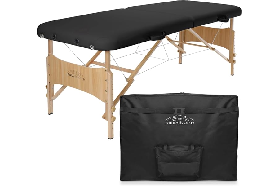 Saloniture Basic Portable Folding Massage Table – Black