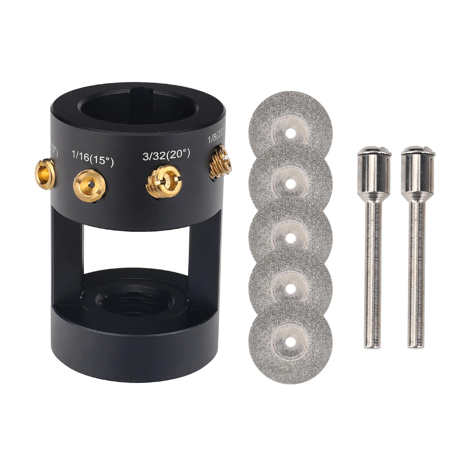 3mirrors ALUMINUM Tungsten Electrode Sharpener Grinder for TIG Welding Tool w/Cut-Off Slot Multi-Angle& Offsets, 4 Copper Screws Holes& 2 Upgrade CNC Mandrels& 5 25mm Diamond Wheels& Instructions