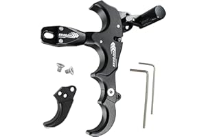 xxiaojun Compound Bow Aid Releaser and D Loop Rope，Adjustable Can Rotate 360° Thumb Release Bow Aluminum Alloy Aids，Archery Release Aids