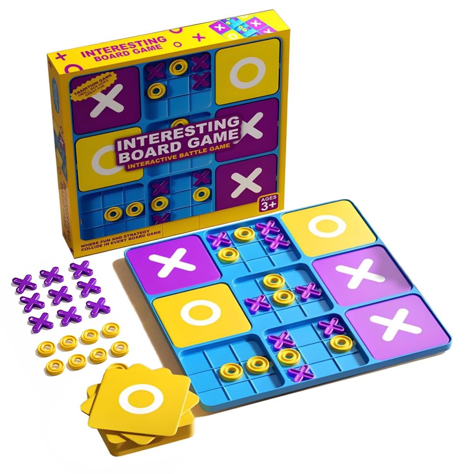 Tic Tac Toe Game, Noughts and Crosses Game, 2 Player Xo Chess Boards Games, Fun Travel Board Game for All Age, Interactive Wooden for Adults, Teenagers, Kids, Couples, Groups