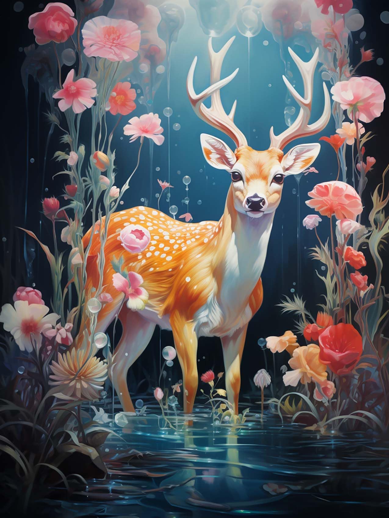 Reofrey Diamond Painting Accessories Deer DIY Diamond Art Kits, Animal 5D Diamond Painting Kits for Adults Cross Stitch, Full Drill Round Crystal Embroidery for Craft Home Wall Decor 30x40cm