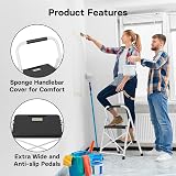 BONTEC 2 Step Ladder 150KG Anti‑Slip Pedals Folding Steel Lightweight White view 4