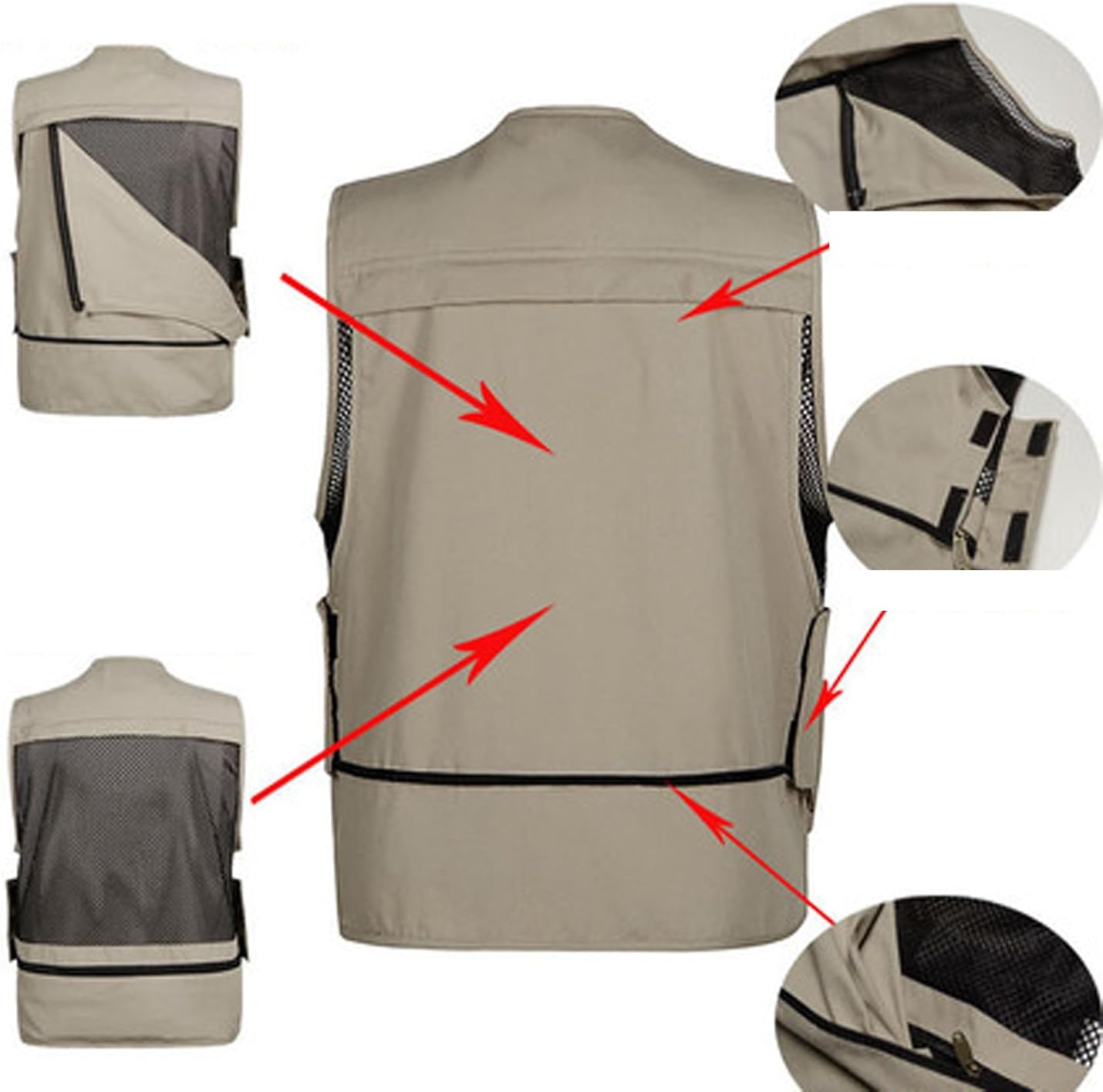 Flygo Men's Outdoor Work Utility Fishing Hunting Photography Travel Vest with Multiple Pockets at  Men’s Clothing store