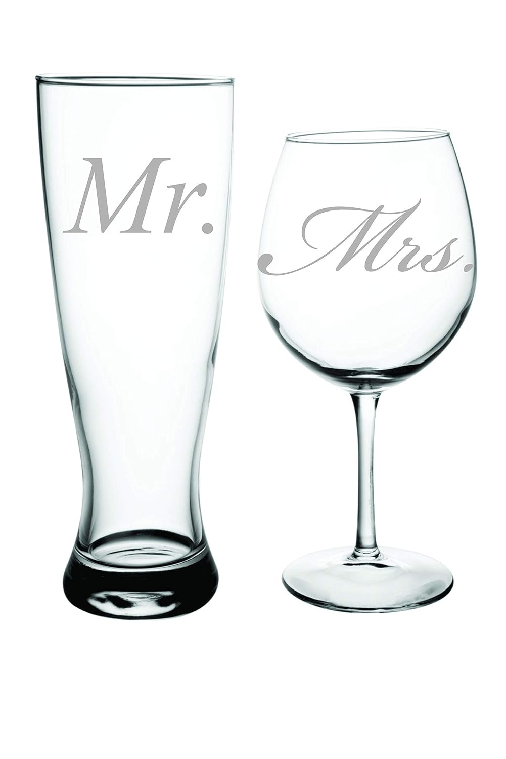 Amazon Com Mr And Mrs Beer And Wine Glass Set Perfect Bride