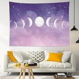 HVEST Moon Phase Tapestry Wall Hanging Purple Sky