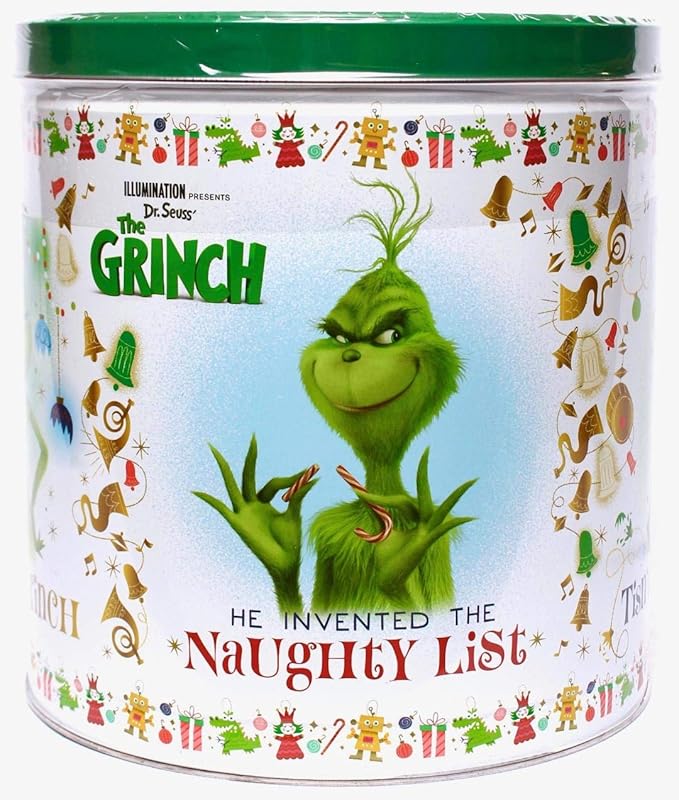 The Grinch Holiday Popcorn Tin with 3 Assorted Flavors