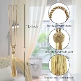 Pretty Jolly 2 Pack Long Tassel Curtain Tiebacks Gold Handmade Braided Rope view 2