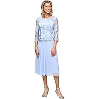 Amazon.com: Alex Evenings Women's Tea Length Embroidered Cocktail Dress  with Illusion Sleeves, Wedding Guest (Petite and Regular Sizes), Bright  Navy Petite, 6P : Clothing, Shoes & Jewelry