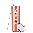 Godmother Stainless Steel Skinny Tumbler, Mother's Day Insulated Travel Tumbler, 20Oz Water Tumbler with Lid and Straw, Godmo