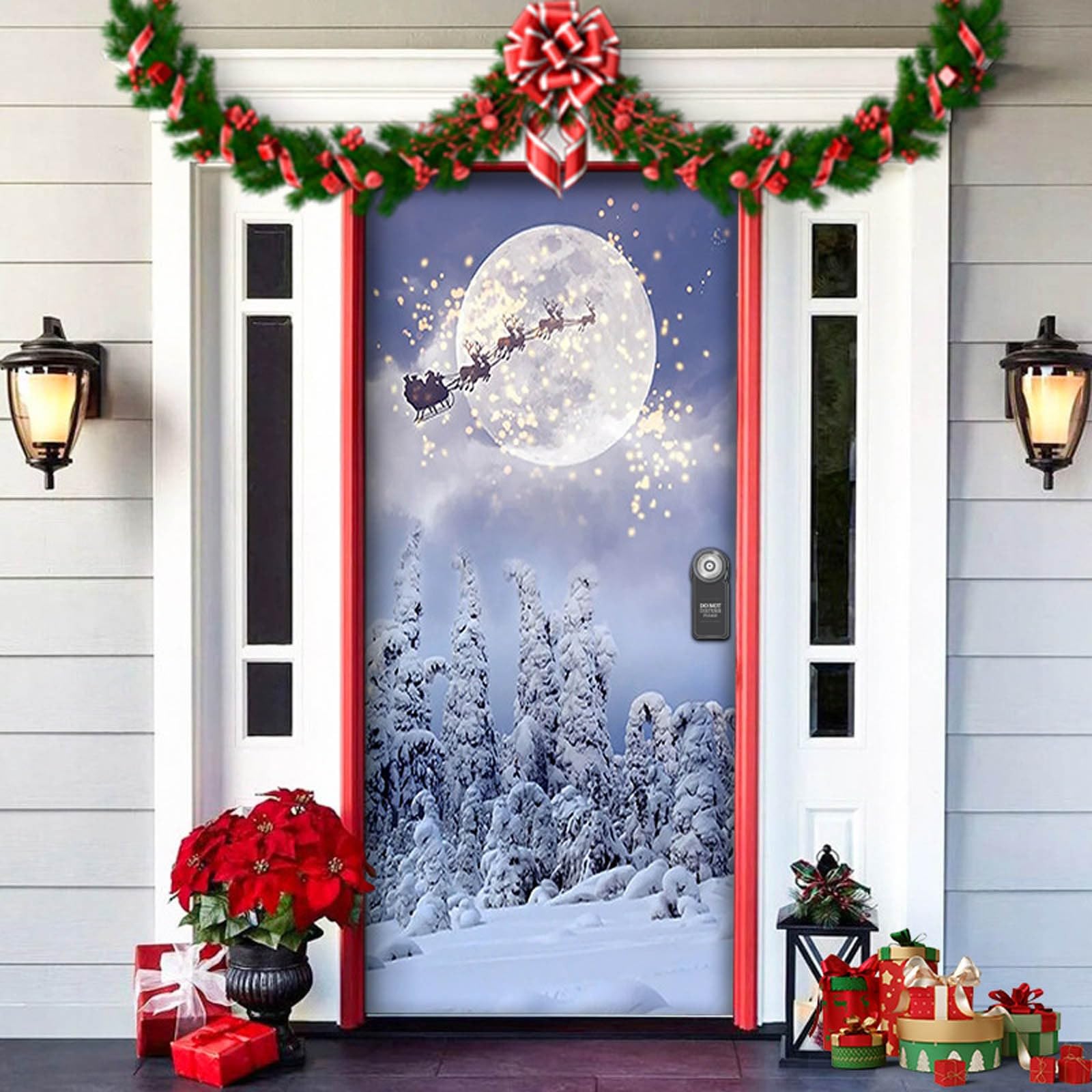 Achimlt Christmas Door Cover Decoration, Snowman Merry Christmas Door Banner Background Large Fabric Xmas Party Decorations Hanging Front Door Sign Outdoor Indoor Winter Holiday Home Party Supplies