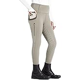 FitsT4 Sports Girls Riding Pants Full Seat High Waist Kids Equestrian Breeches Horse Schooling Tights Zipper Pockets