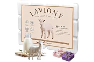 LAVIONY Goat Milk Soap Base - Moisturizing Melt and Pour Soap Base for Crafting and Gift Making, Pre-Cut, All Natural and Gentle on Skin, Vegan and Cruelty-Free, SLS/SLES Free, for DIY Gift