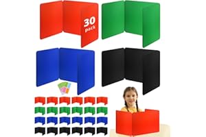 IKAYAS 30 Pcs Colorful Desk Dividers for Students, Waterproof Durable Plastic Testing Dividers Privacy Folders for classroom, Easy to Clean, Desk Privacy Panel Classroom Shield Folder Boards Teacher Supplies