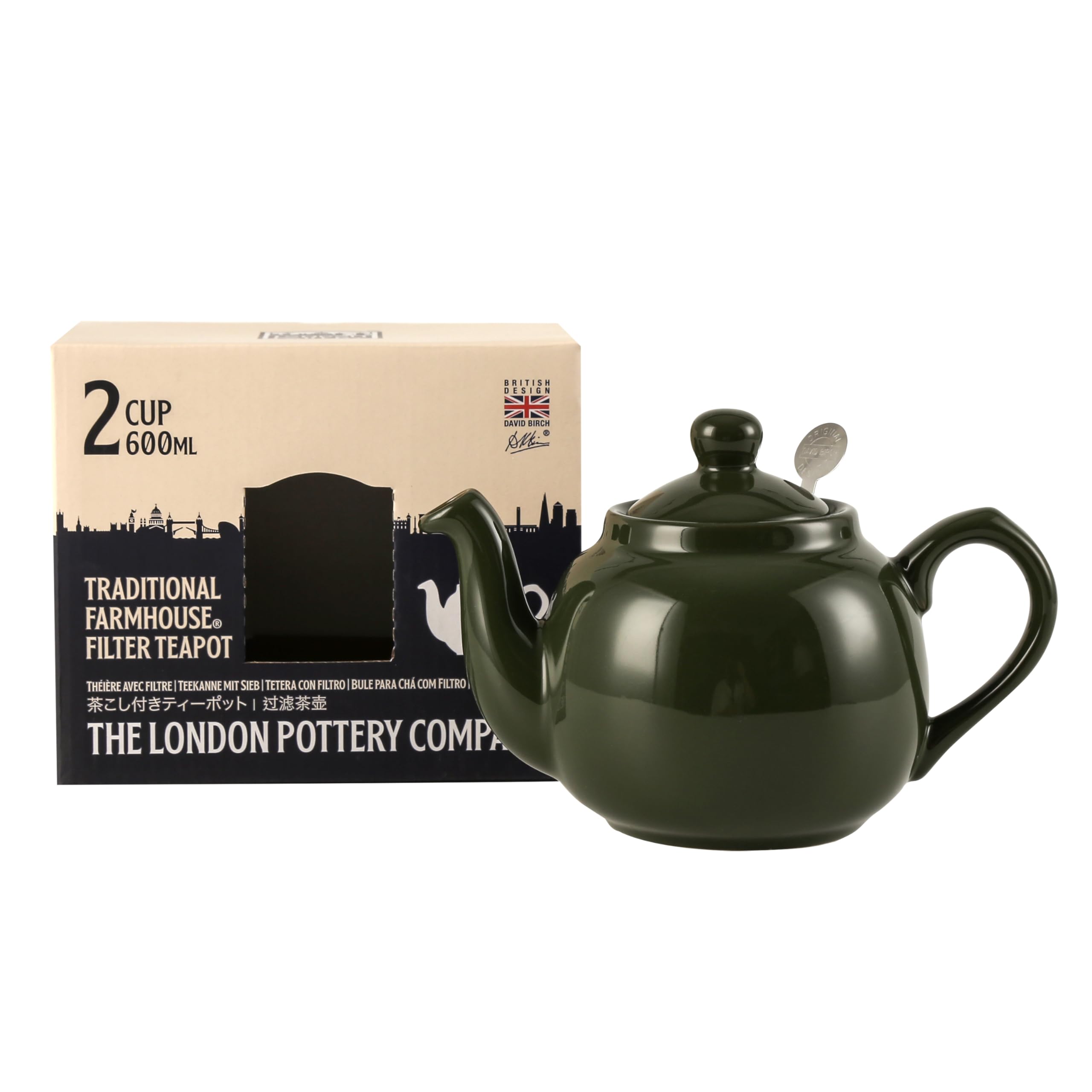London Pottery Farmhouse Small Teapot with Infuser, Ceramic, Green, 2 Cup (600 ml) — image 1