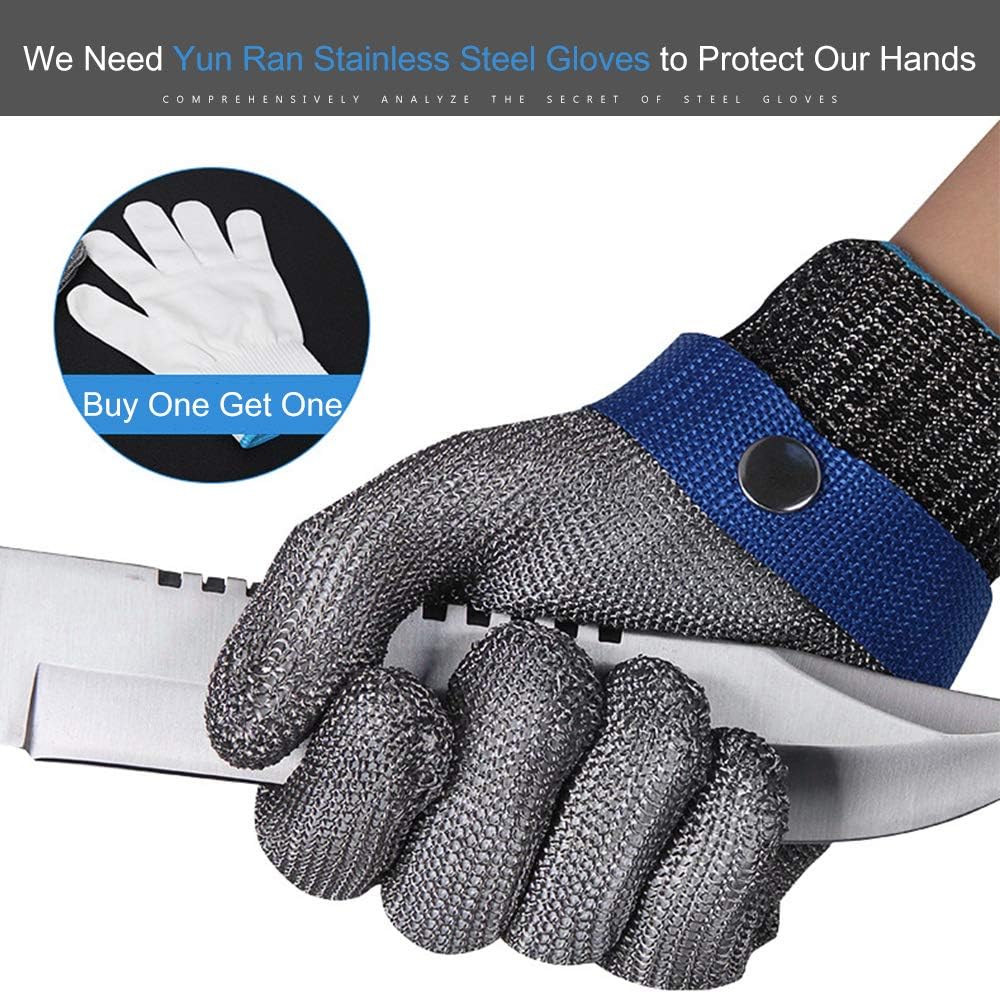 Cut Resistant Gloves Stainless Steel Wire Metal Mesh Butcher Safety Work Gloves for Cutting,Slicing Chopping and Peeling(Large): Clothing