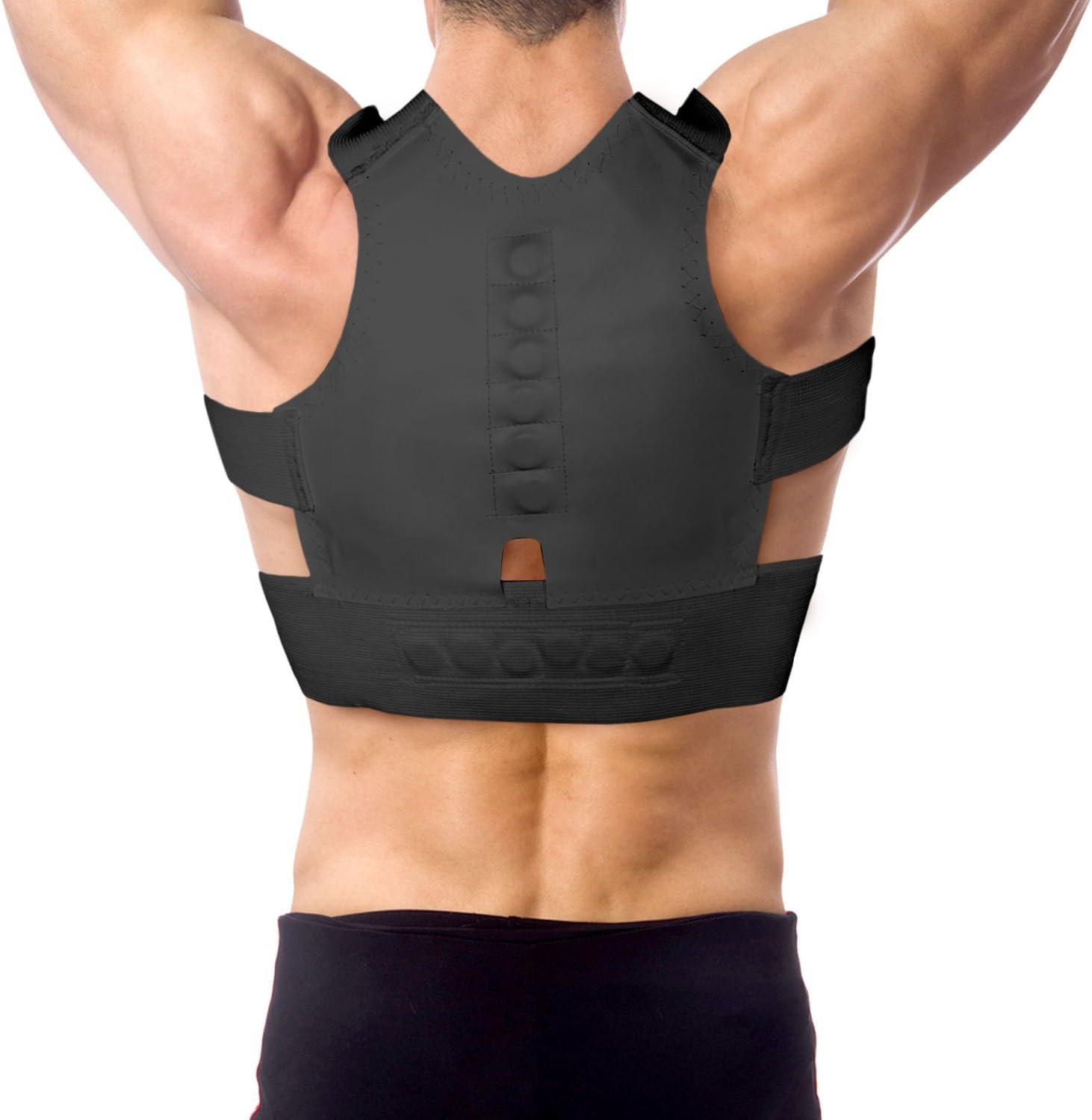 Magnetic Back Support for Posture Corrector Shoulder Support Belt with 12 pcs Magnets (S-XXL) (XL, Balck)