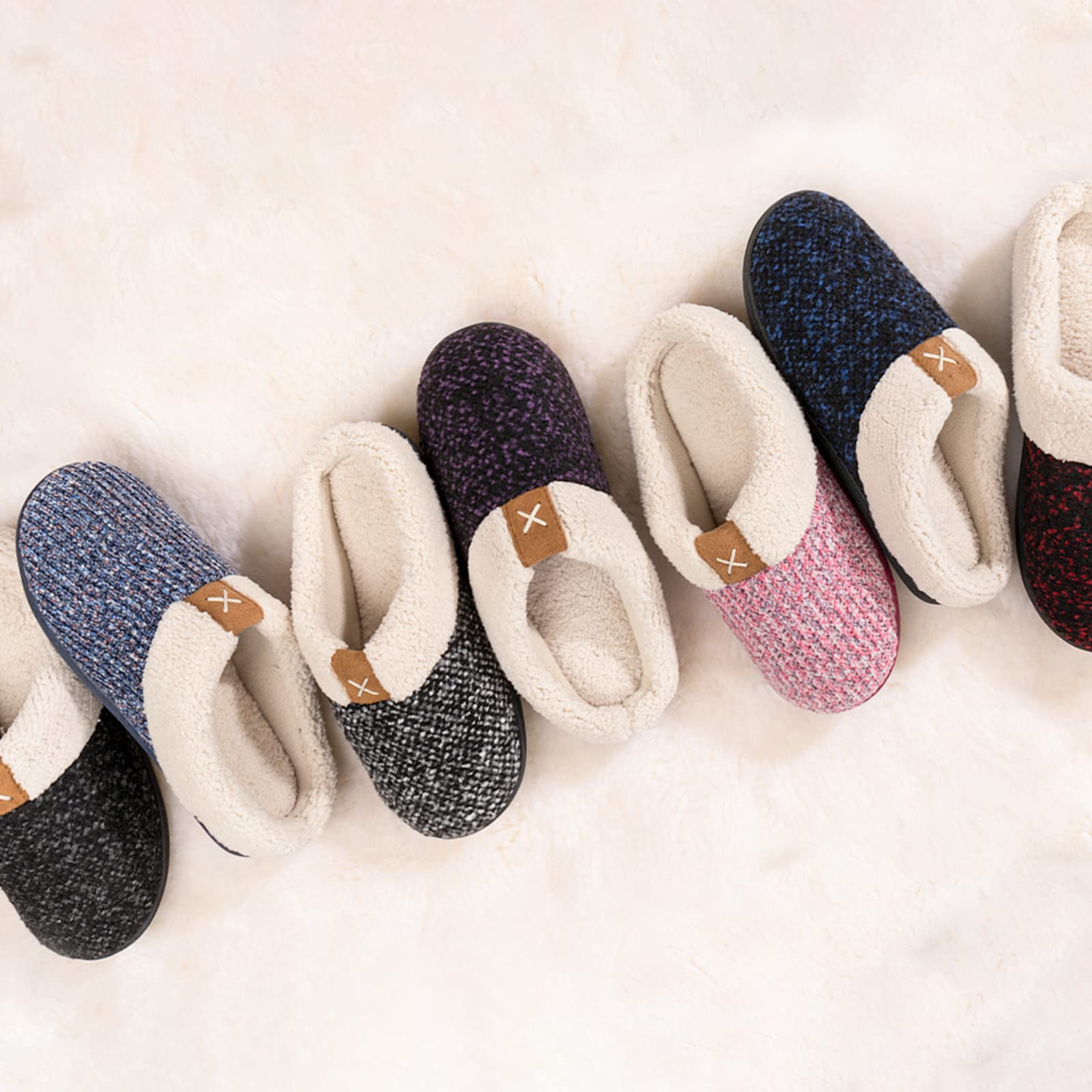 ULTRAIDEAS Women's Indoor Bedroom Slipper with Memory Foam, Gift for Women, Wool-Like House Shoe with Anti-Skid Rubber Sole for Ladies