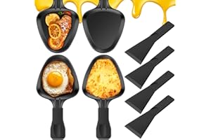 4 Pcs Mini Grill Cheese Pan, Non-Stick Coated Raclette Grill Pan with Spatula, Mini Cheese Melting Pans Raclette Dishes, Repl
