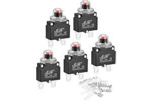 MECCANIXITY Circuit Overload Protector Kit 15A AC125/250V DC32V Push Button Thermal Circuit Breaker with Waterproof Caps 5 Se