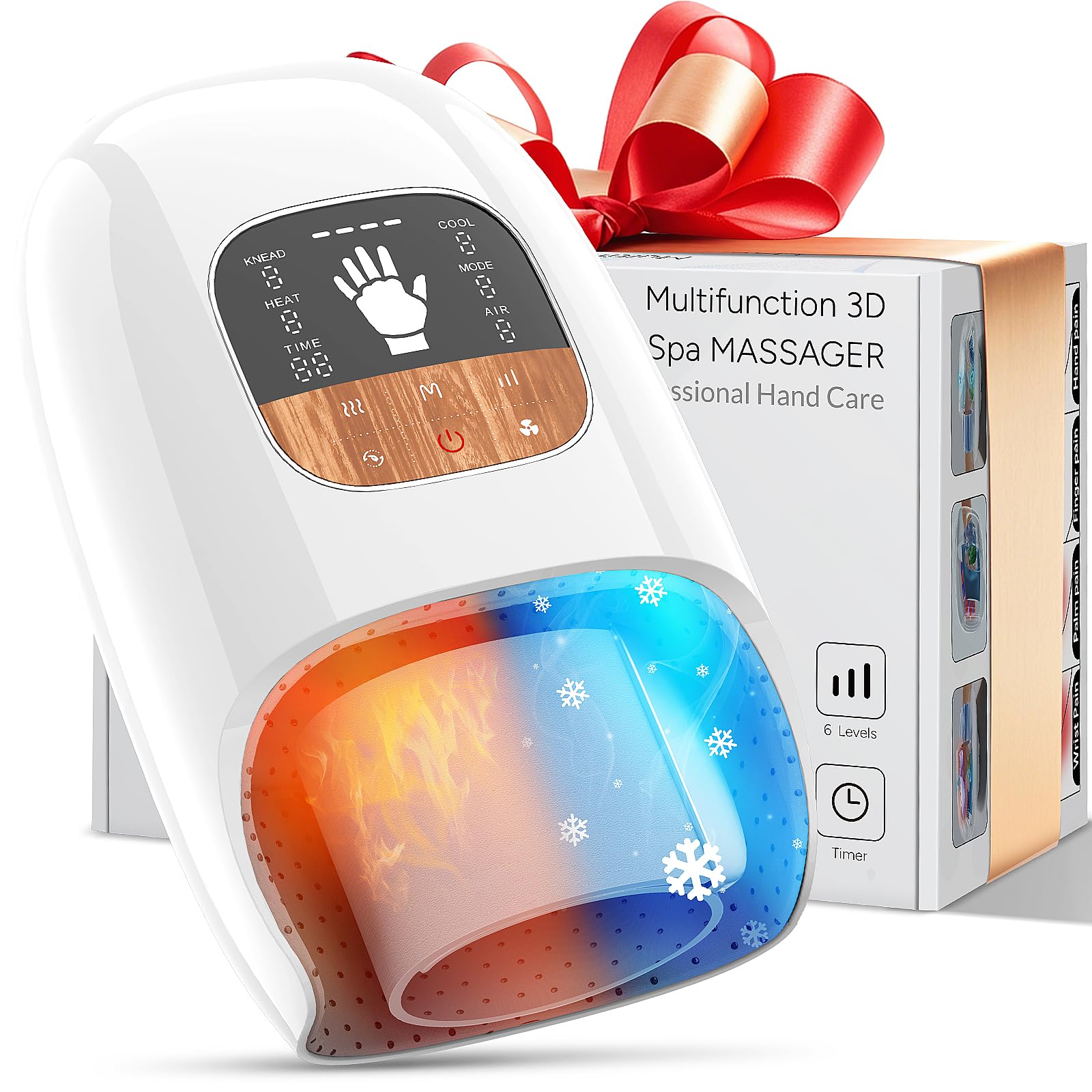 Photo 1 of Hand Massager with Heat and Compression, 6 Modes 6 Intensities 3 Heating Options Hand Massager for Arthritis and Carpal Tunnel Relief with Cooling Fan & Touchscreen & Palm Roller, Gifts for Women Men