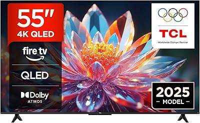 TCL 55T6C 55 Zoll QLED Fernseher, 4K UHD Fire TV, HDR10+, Dolby Vision & Atmos, Smart TV mit Sprachsteuerung mit Alexa, Google Cast & AirPlay 2