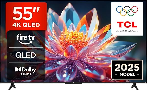 TCL 55T6C 55 Zoll QLED Fernseher, 4K UHD Fire TV, HDR10+, Dolby Vision & Atmos, Smart TV mit Sprachsteuerung mit Alexa, Google Cast & AirPlay 2