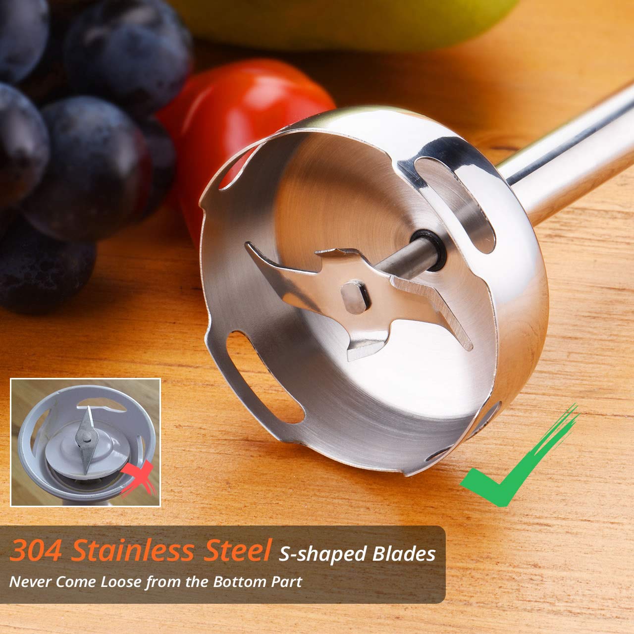 iKich 4in1 Hand Blender, 5 Speeds with Turbo Button, 500ml BPAFree