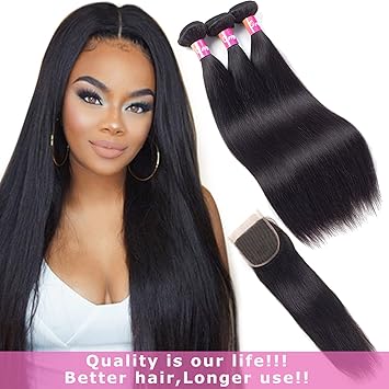 Amazon Com Malaysian Hair Bundles With Closure 9a Remy Hair With
