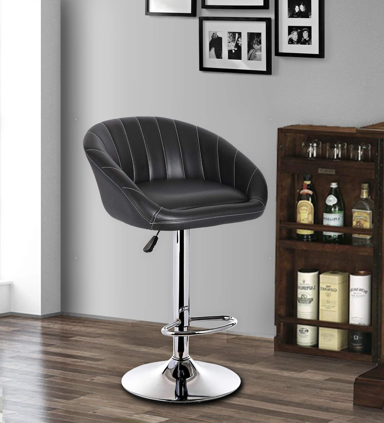 MBTC Judith Stripe Office Bar Stool Chair in Black