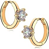 VACRONA Cubic Zirconia Huggie Earrings 14k Gold Plated Tiny Earrings Small Huggie Hoop Earrings Simple Lightweight Hoops Gift for Women