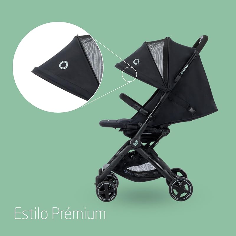 Lara2 Silla de Paseo Compacta, 0–22 kg, Essential Black