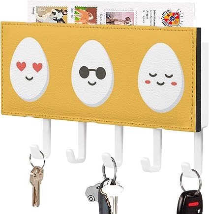 Amazon キーフック キーハンガー かわいい 鶏卵 キャラクター 鍵スタンド Puレザー 壁掛け おしゃれ 鍵置き 鍵掛け インテリア 小物収納 吊り下げ収納 棚 玄関キー収納 小物入れ 雑物置く 鍵ホルダー 台所 壁面フック ウォールフック フック オンライン通販