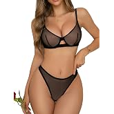CRIPOM See Through Lingerie Sets for Women Sexy Bra and Panty Sets XS-4XL | Leopard Mesh Sheer Fabric, Adjustable Straps, Push Up Underwire Outfit, Ideal for Sleep, Wedding, Honeymoon &amp; Date Night