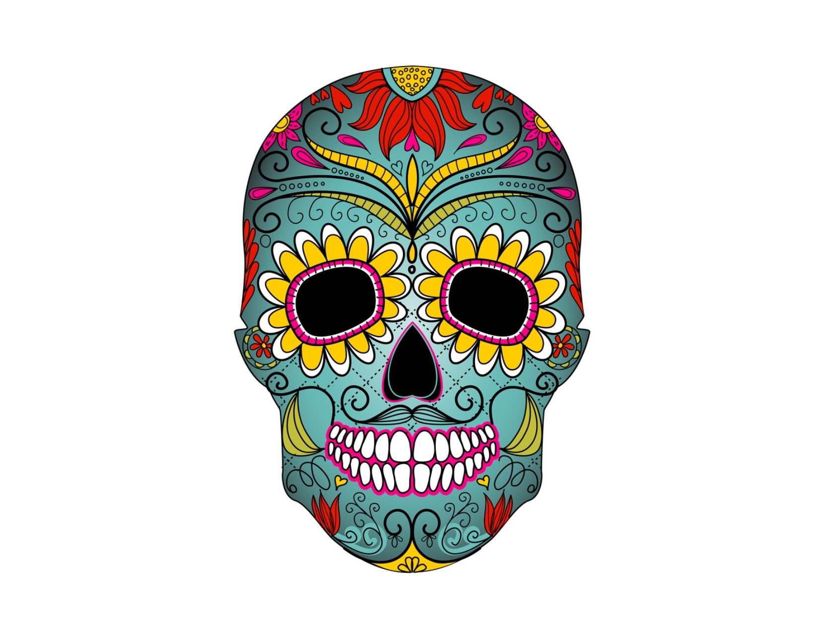 Sugar Skull Colorful Birthday Edible Cake Topper for 8 Sugar Skull Colorful Birthday Edible Cake Topper for 8