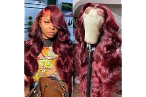 WRIVOX ediere 99j Burgundy Lace Front Wigs Human Hair 24 Inch 13x4 Body Wave Human Hair Lace Front Wigs for Black Women 180 Density HD Transparent Glueless Wigs Human Hair Pre Plucked with Baby Hair