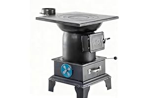 Pddolw Indoor Wood-Burning Heating Stove - Thickened steel Smokeless Cooker for Efficient Rural Heating & Camping S