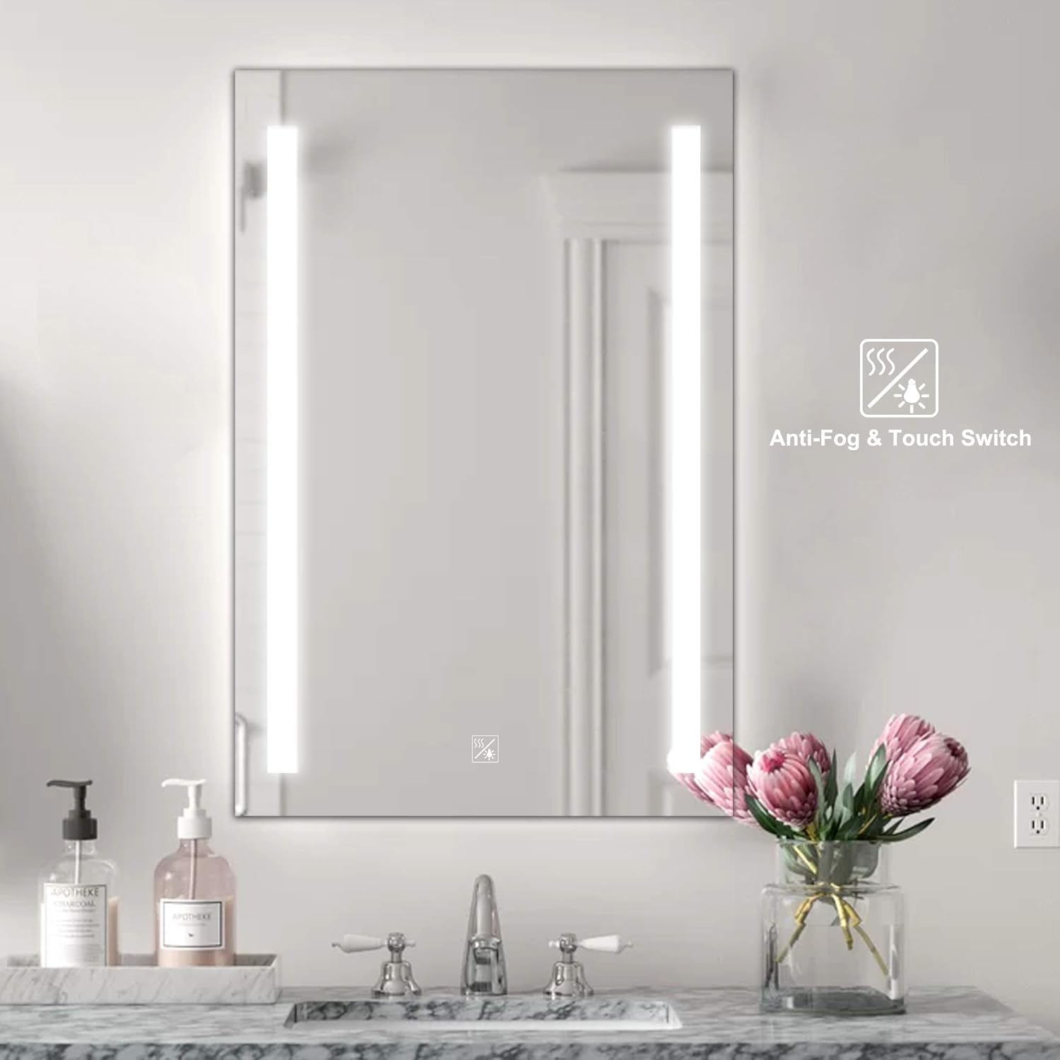 SL4U 24X36 Inch Rectangle Frameless LED Lighted Bathroom